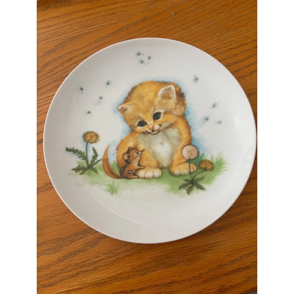 Sunny Animals Heartline Friendship Kitten Chipmunk Collector Plate Vintage 7.5